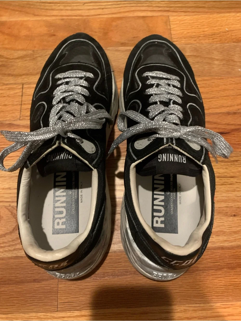Golden Goose Black Sneakers with Silver Laces